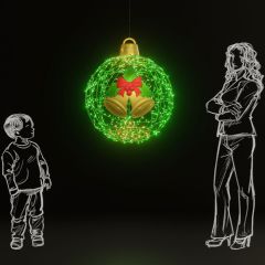 Christmas Ball "Bells" (Green) - Hanging