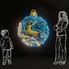 Christmas Ball "Reindeer" (Turquoise) - Hanging